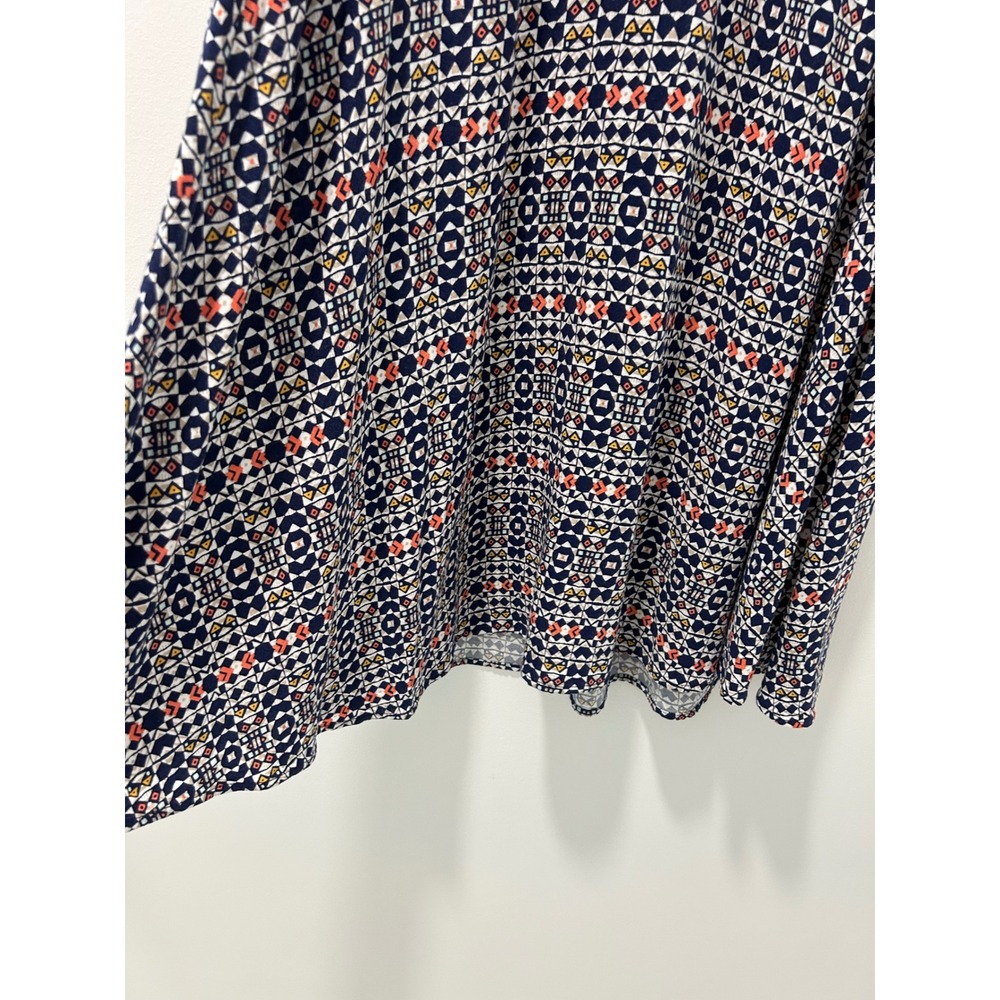 HM Sleeveless Geometric Tribal Print Shift Mini Dress Navy Orange Size 6 - Picture 6 of 9